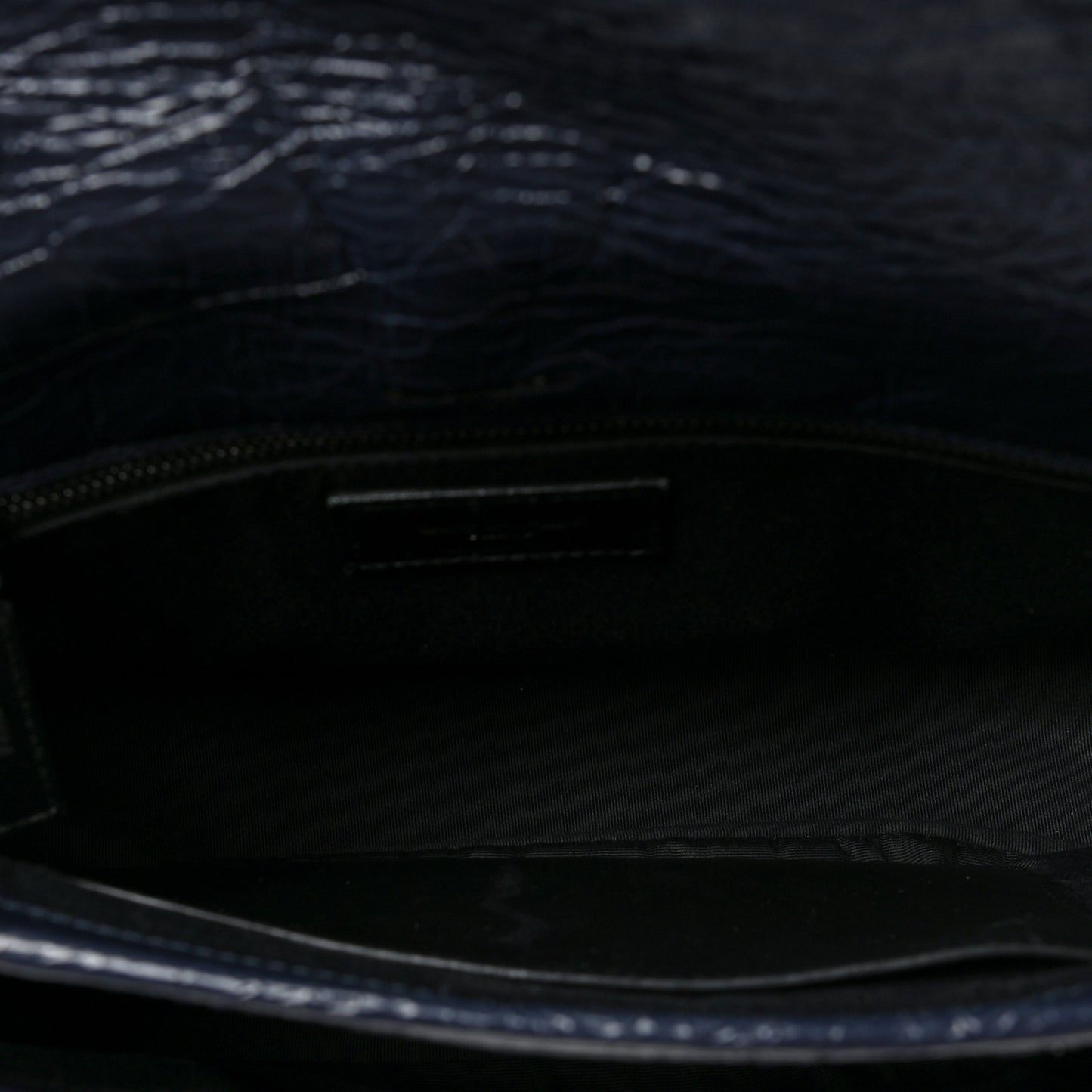 Crinkled Calfskin Matelasse Monogram Medium Niki Chain Satchel Deep Marine