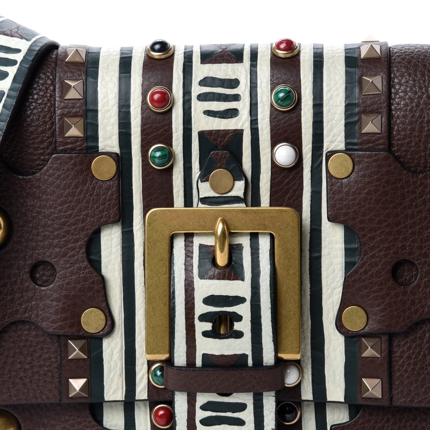 Valentino Garavani Calfskin Tribal Rockstud Shoulder Bag Rubin 9 of 9