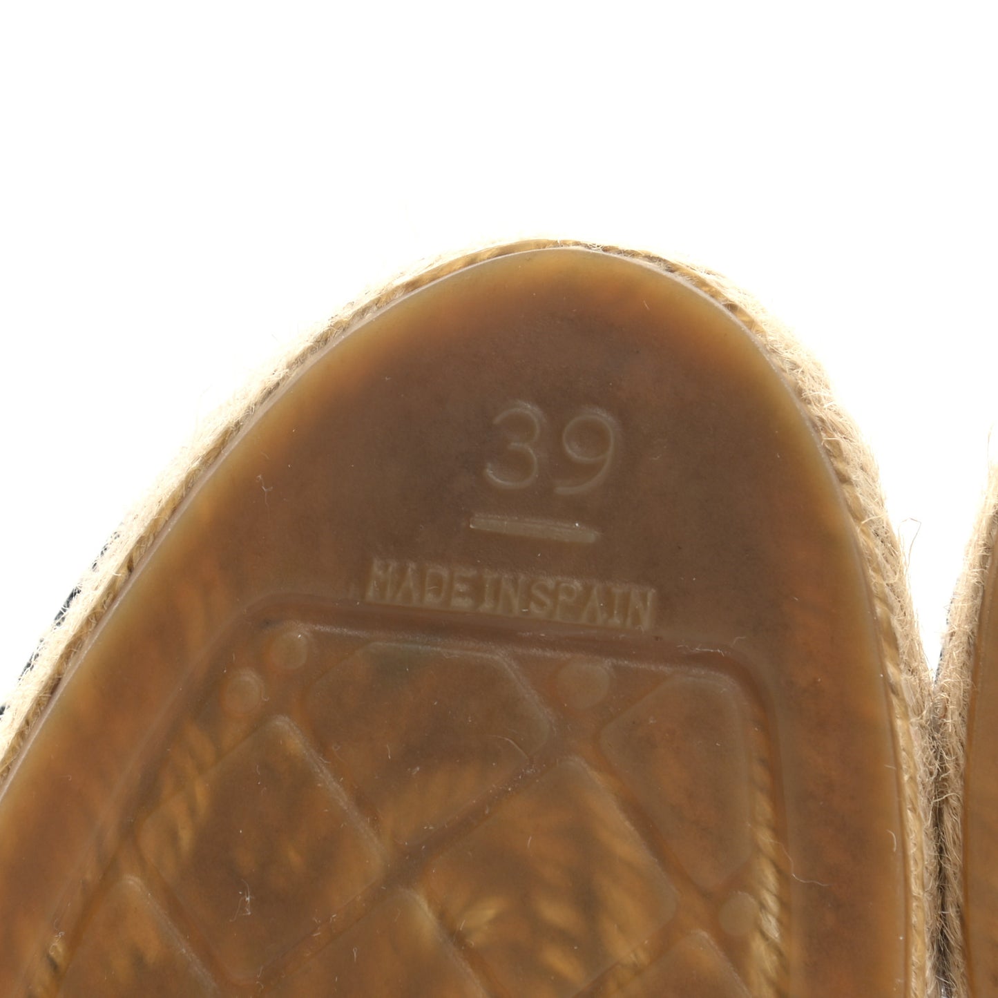 Woven Fabric Grosgrain CC Espadrilles 39 White Black