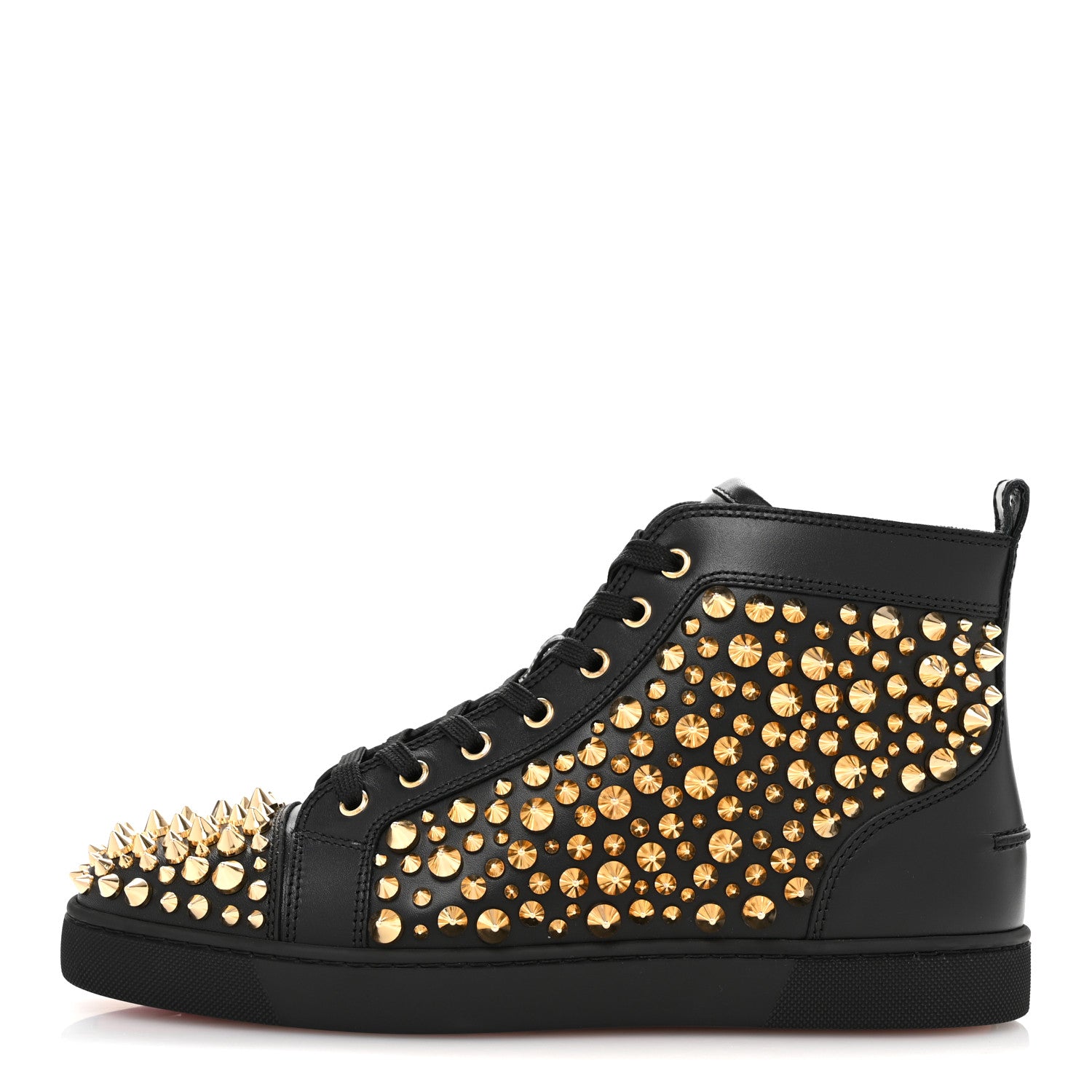 Christian Louboutin Calfskin Louis Spikes Flat Mens Sneakers 42.5 Black 1 of 11