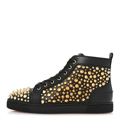Christian Louboutin Calfskin Louis Spikes Flat Mens Sneakers 42.5 Black 1 of 11
