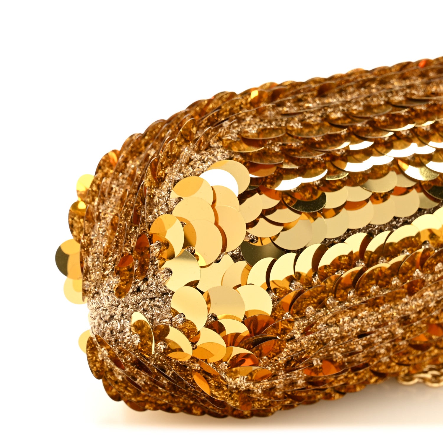 Dolce & Gabbana Crochet Sequin Paillettes Crystal Embellished Chain Clutch Gold 8 of 10
