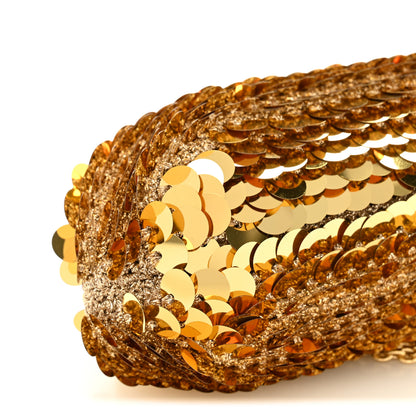 Dolce & Gabbana Crochet Sequin Paillettes Crystal Embellished Chain Clutch Gold 8 of 10
