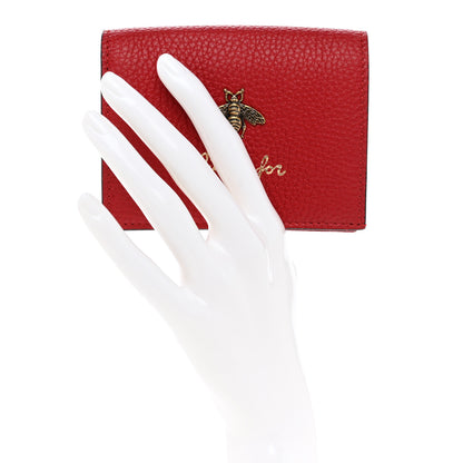 Gucci Pebbled Calfskin Animalier Card Case Red 2 of 8