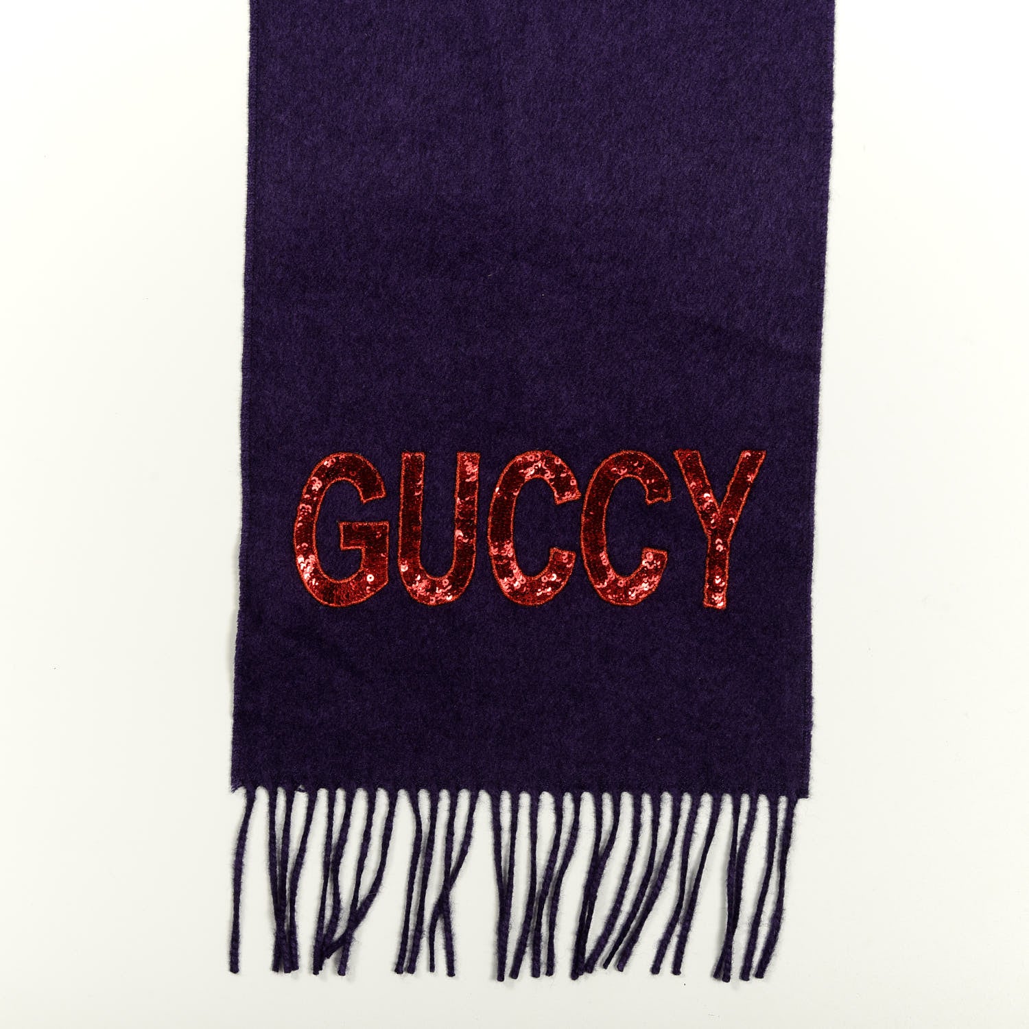 Gucci Silk Cashmere Sequins Guccy Scarf Purple 3 of 4
