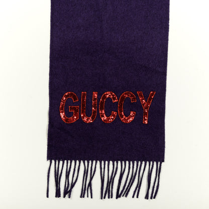 Gucci Silk Cashmere Sequins Guccy Scarf Purple 3 of 4
