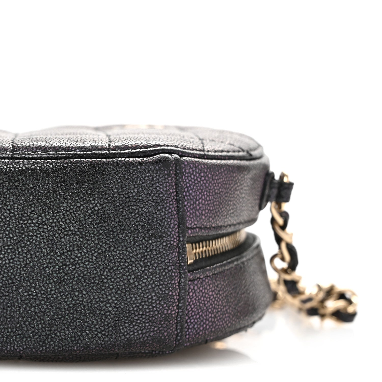 Chanel Iridescent Caviar Quilted Round Clutch With Chain Black 10 of 12