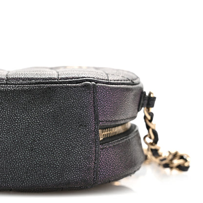 Chanel Iridescent Caviar Quilted Round Clutch With Chain Black 10 of 12