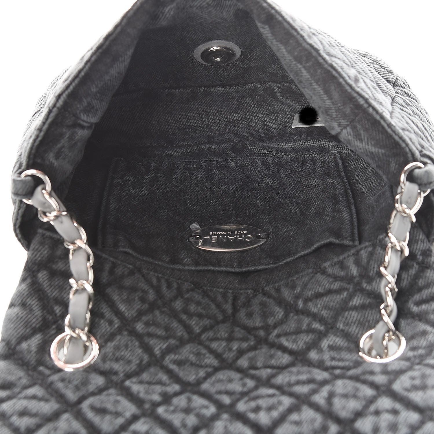Chanel Washed Denim Quilted Small Denimpression Flap Grey Black 5 of 11