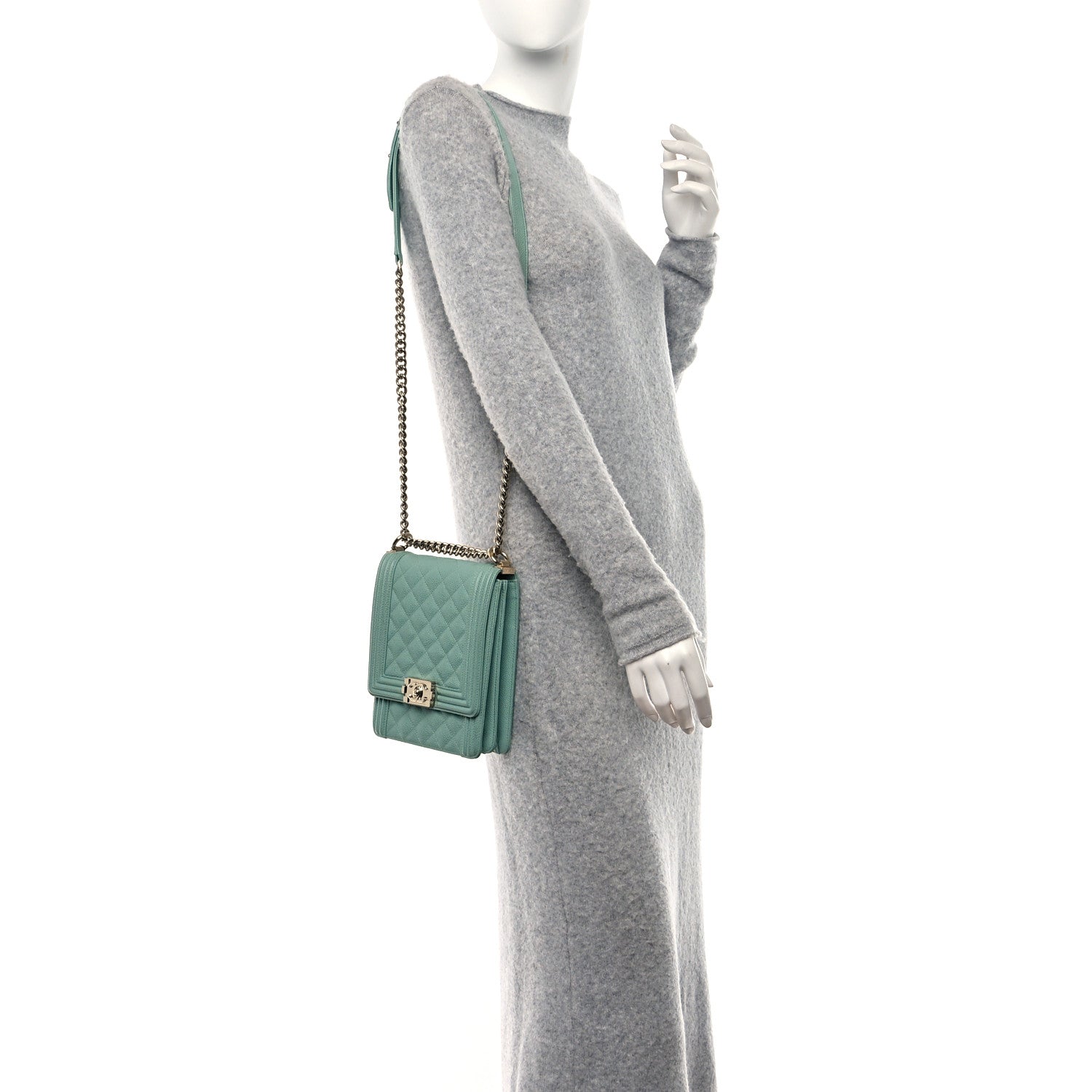 Chanel Caviar Quilted North South Boy Flap Light Blue 2 of 9