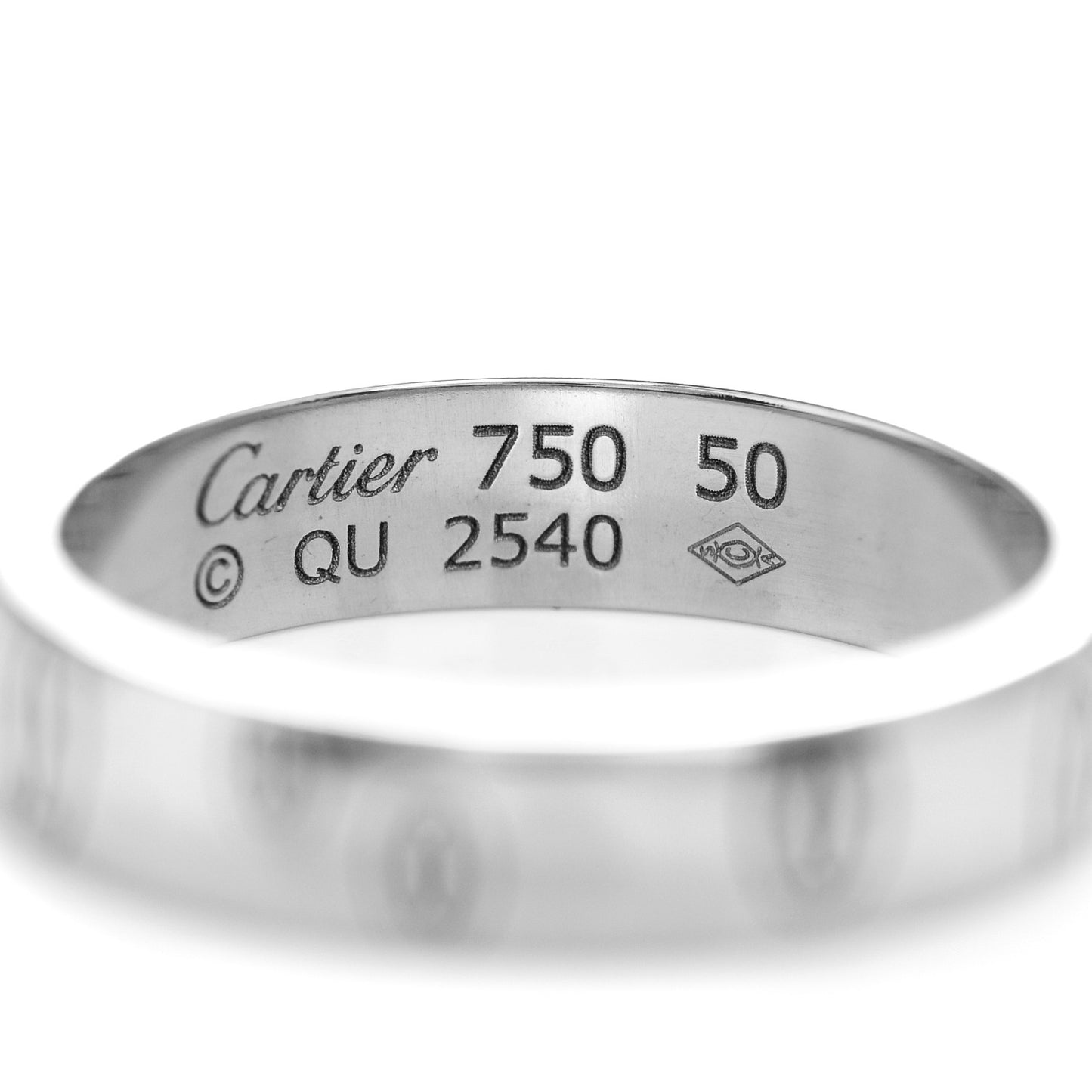 18K White Gold 4mm Happy Birthday Band Ring 50 5.25