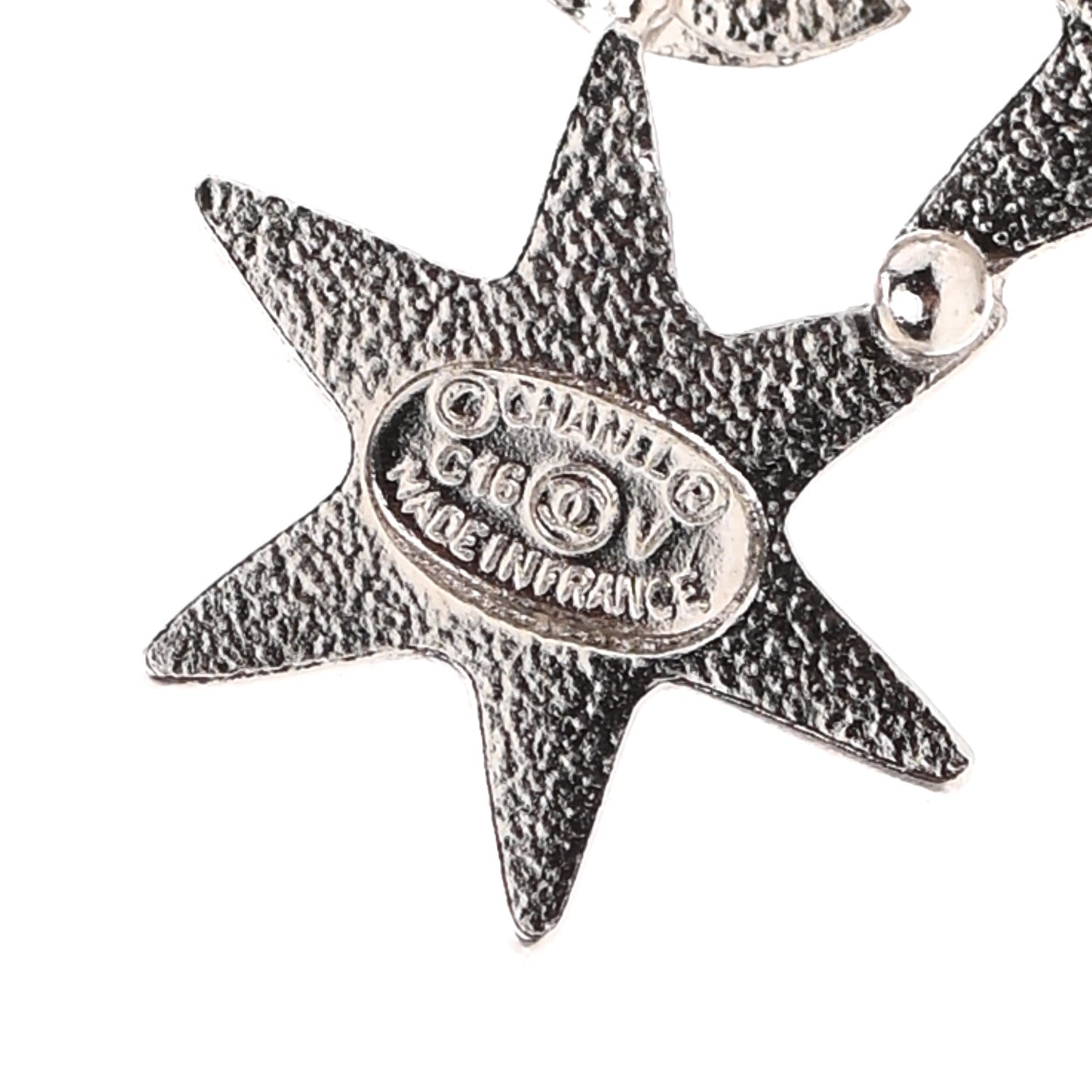 Chanel Crystal CC Star Earrings Silver 4 of 4