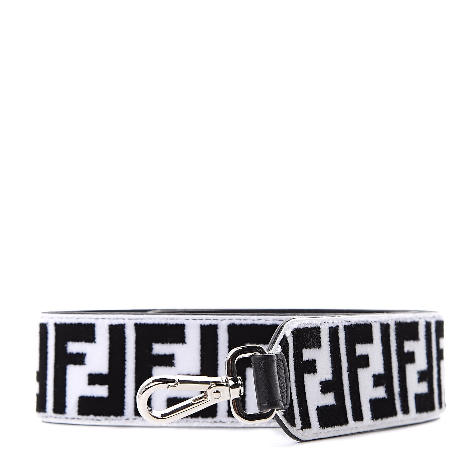 Fendi Velvet Tapestry Calfskin FF Reloaded Strap You White Black 1 of 5