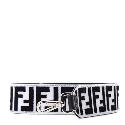 Fendi Velvet Tapestry Calfskin FF Reloaded Strap You White Black 1 of 5