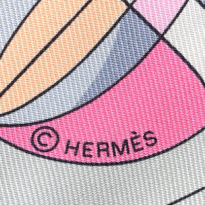 Hermes Silk Les Folies Du Ciel Twilly Mauve Jaune Vert 4 of 5