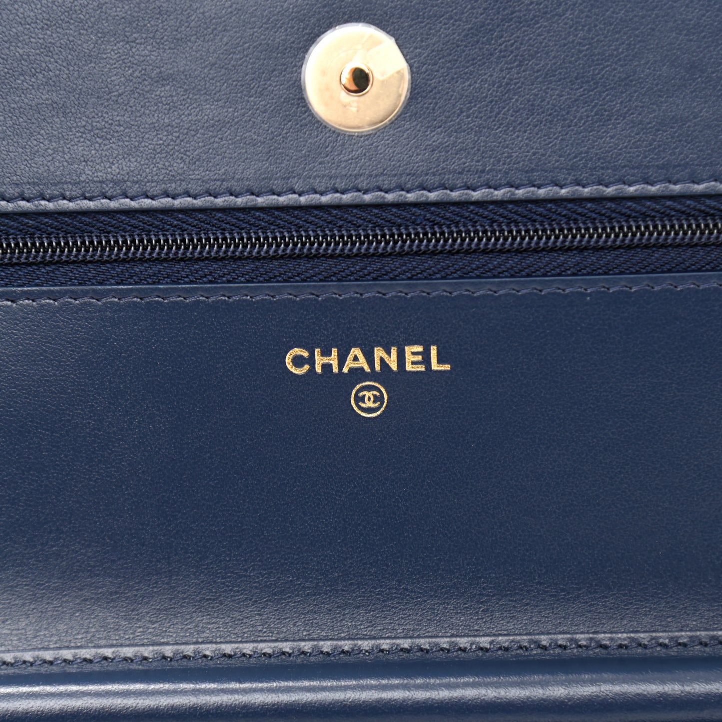 Denim Printed Wallet On Chain WOC Dark Blue