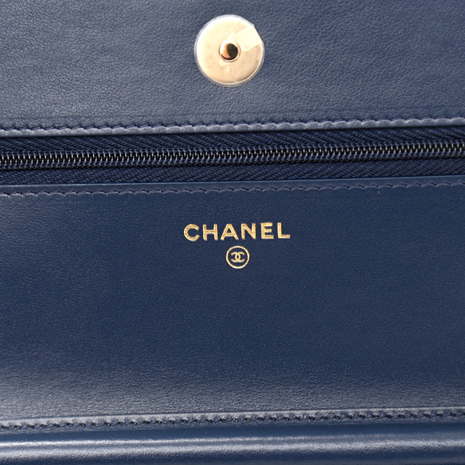 Chanel Denim Printed Wallet On Chain WOC Dark Blue 6 of 13