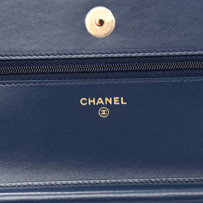 Chanel Denim Printed Wallet On Chain WOC Dark Blue 6 of 13