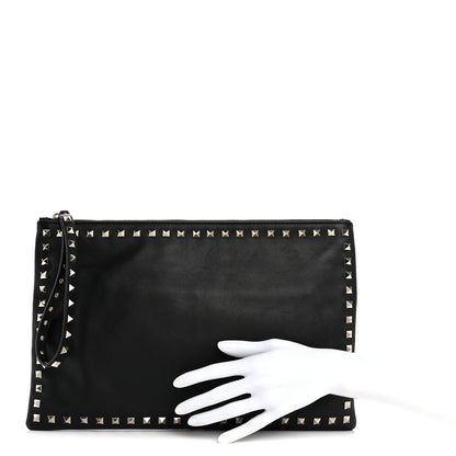 Valentino Garavani Vitello Large Rockstud Zip Wristlet Pouch Black 2 of 13