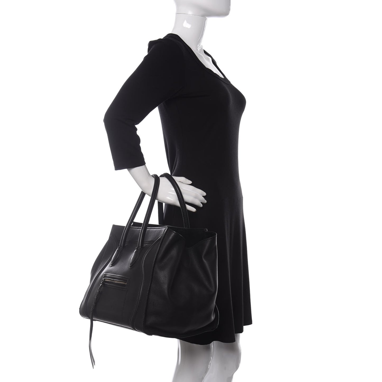 Smooth Calfskin Medium Phantom Luggage Black