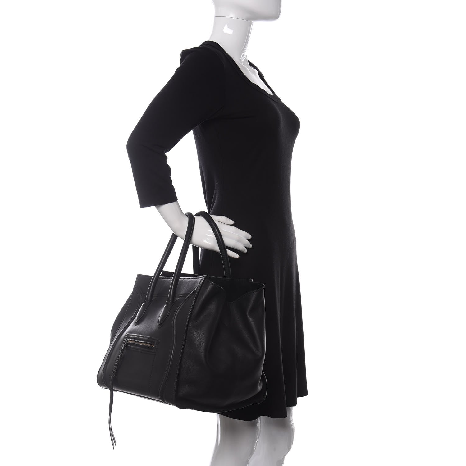 Celine Smooth Calfskin Medium Phantom Luggage Black 2 of 17