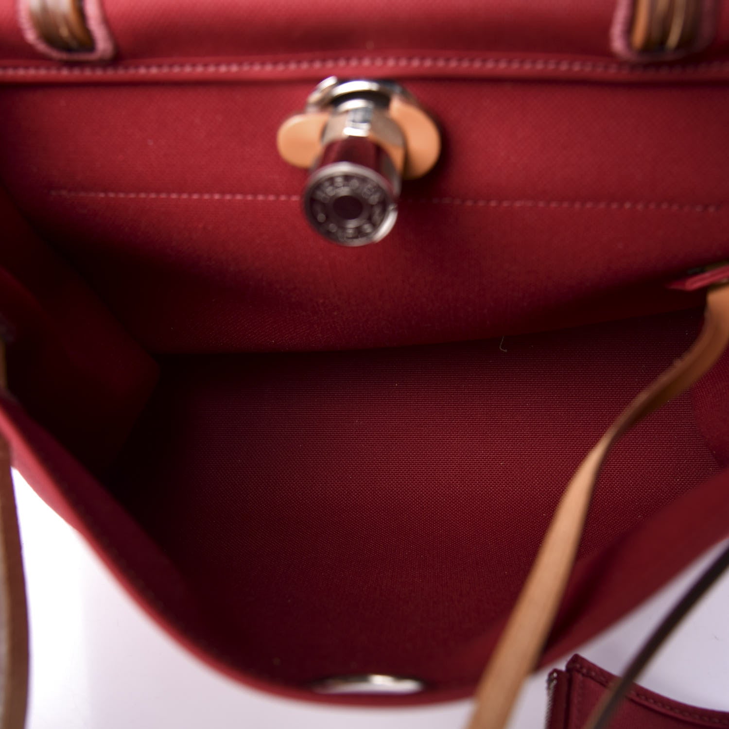 Hermes Vache Hunter Toile Herbag Zip 31 PM Rouge Grenat Natural 5 of 11