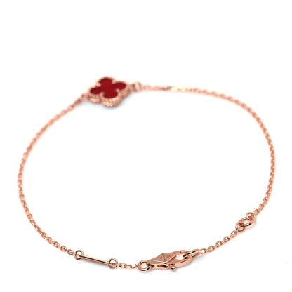 Van Cleef & Arpels 18K Rose Gold Carnelian Sweet Alhambra Bracelet 3 of 6