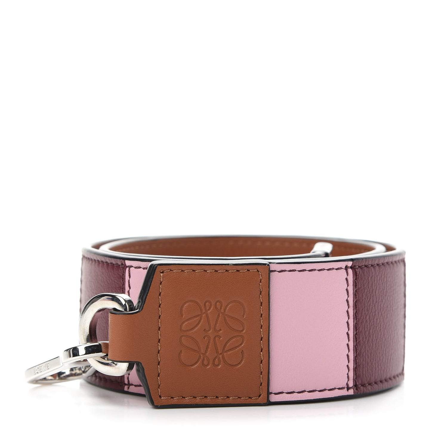 Calfskin Striped Strap Pink Multicolor