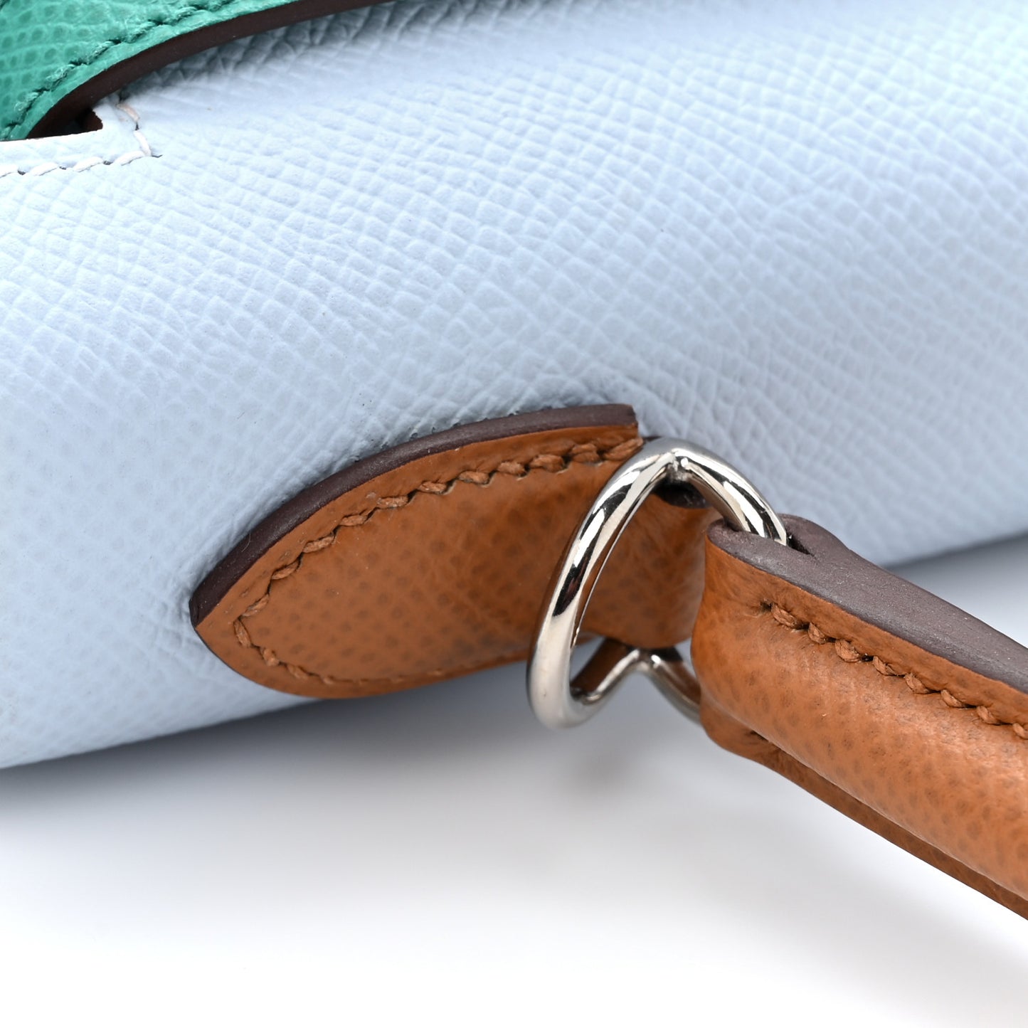 Epsom Tri-Color Kelly Sellier 25 Bleu Brume Vert Jade Gold