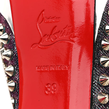 Christian Louboutin Lame Satin Lady Peep Spikes 150 Pumps 39 Turquoise Violet Silver 8 of 9