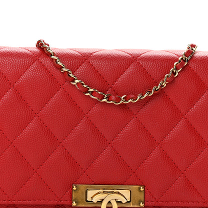 Chanel Caviar Quilted Golden Class Wallet On Chain WOC Red 9 of 14