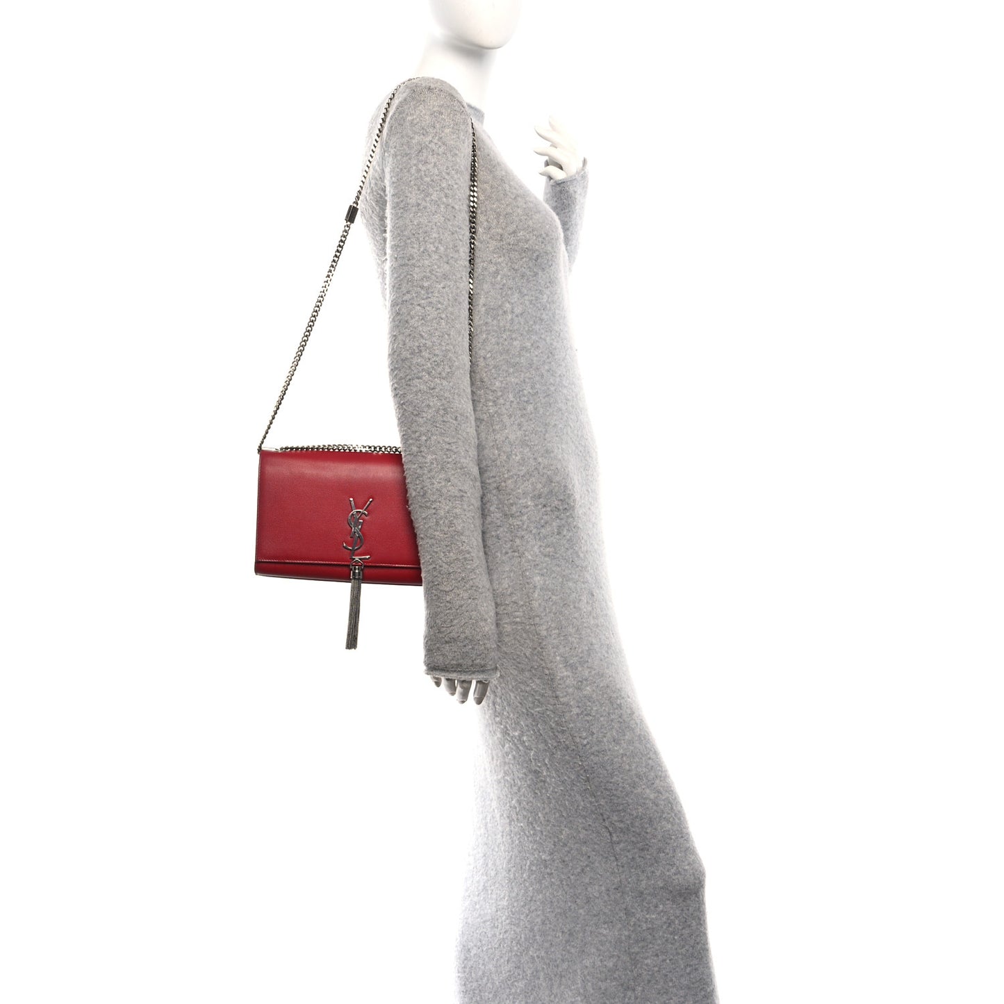 Grain De Poudre Medium Classic Monogram Kate Tassel Satchel Rouge Eros