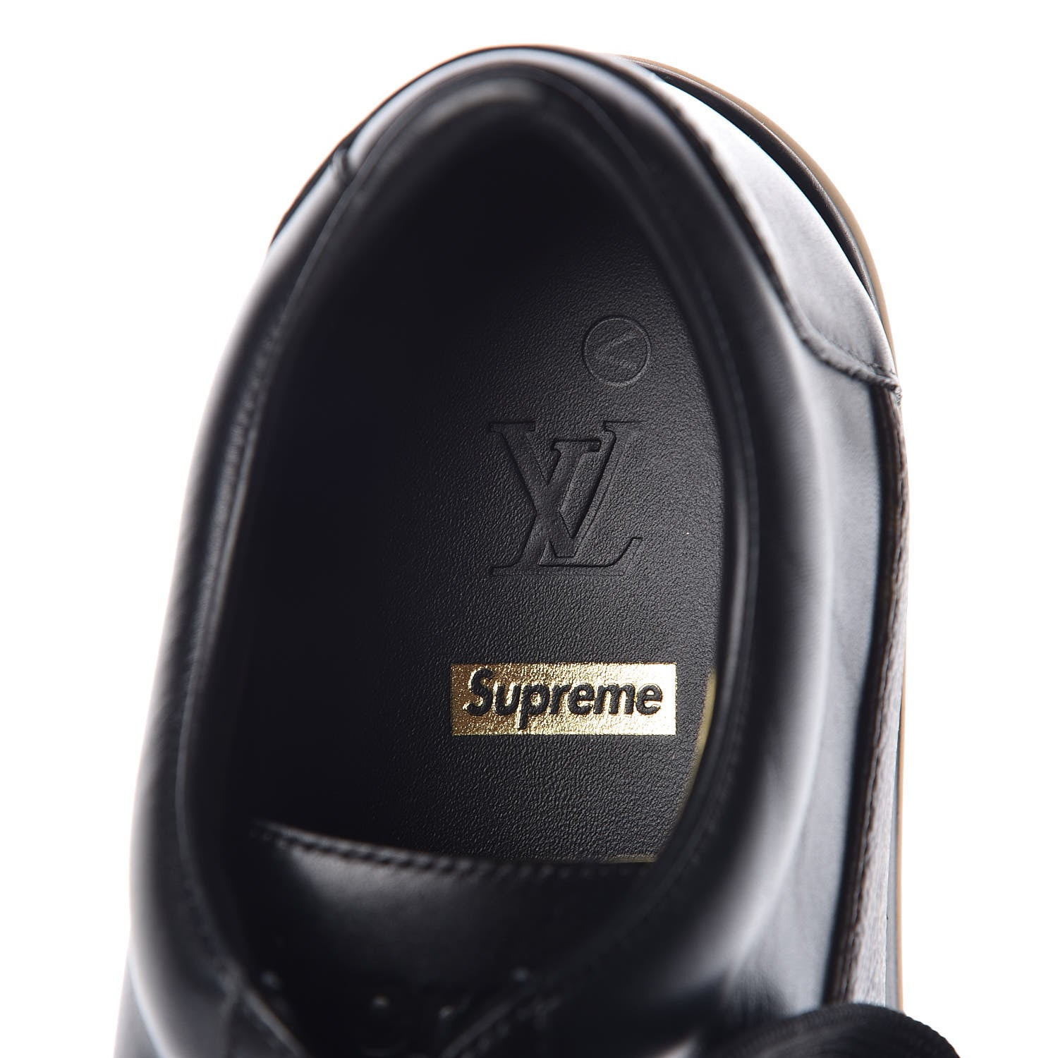 Louis Vuitton X SUPREME Calfskin Monogram Sneakers 7.5 Black 7 of 9