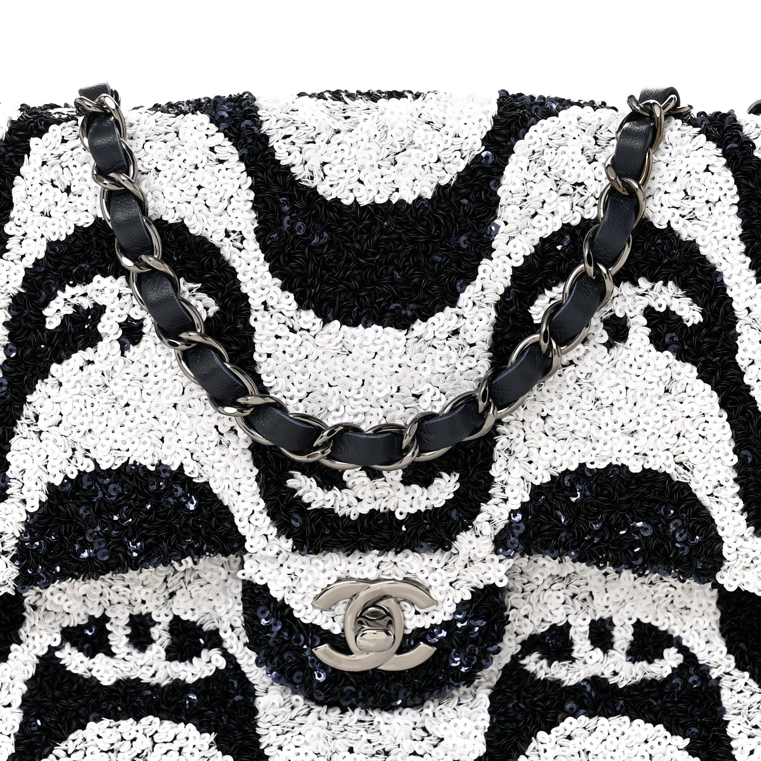 Chanel Sequin Medium Flap Blue Blue White 8 of 12