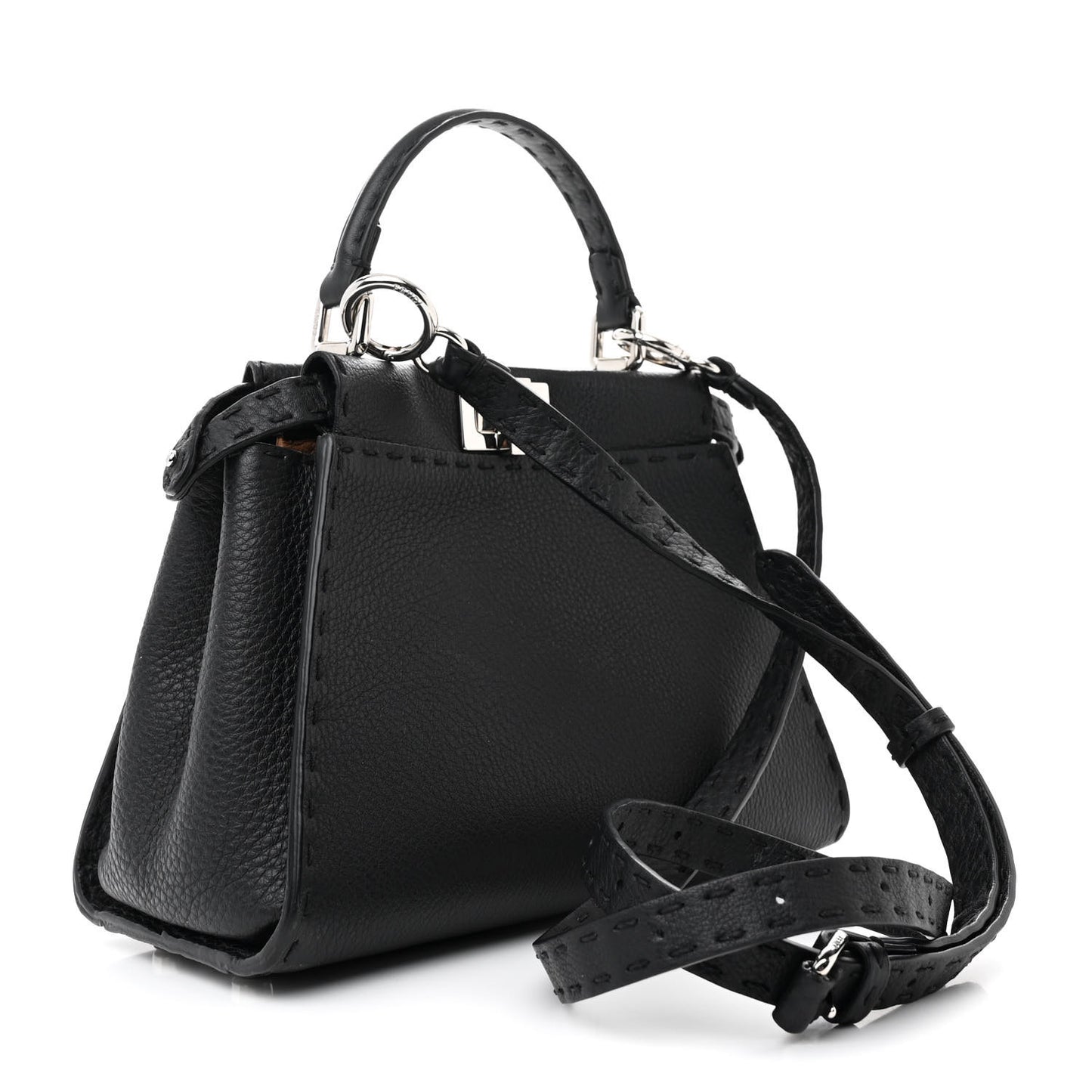 Cuoio Romano Selleria Bi-Color Mini Peekaboo Iconic Satchel Black Mou