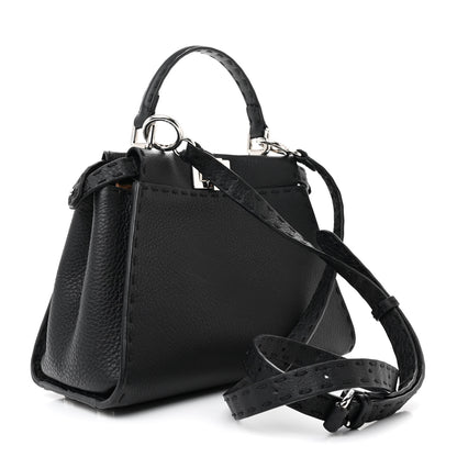 Fendi Cuoio Romano Selleria Bi-Color Mini Peekaboo Iconic Satchel Black Mou 3 of 13