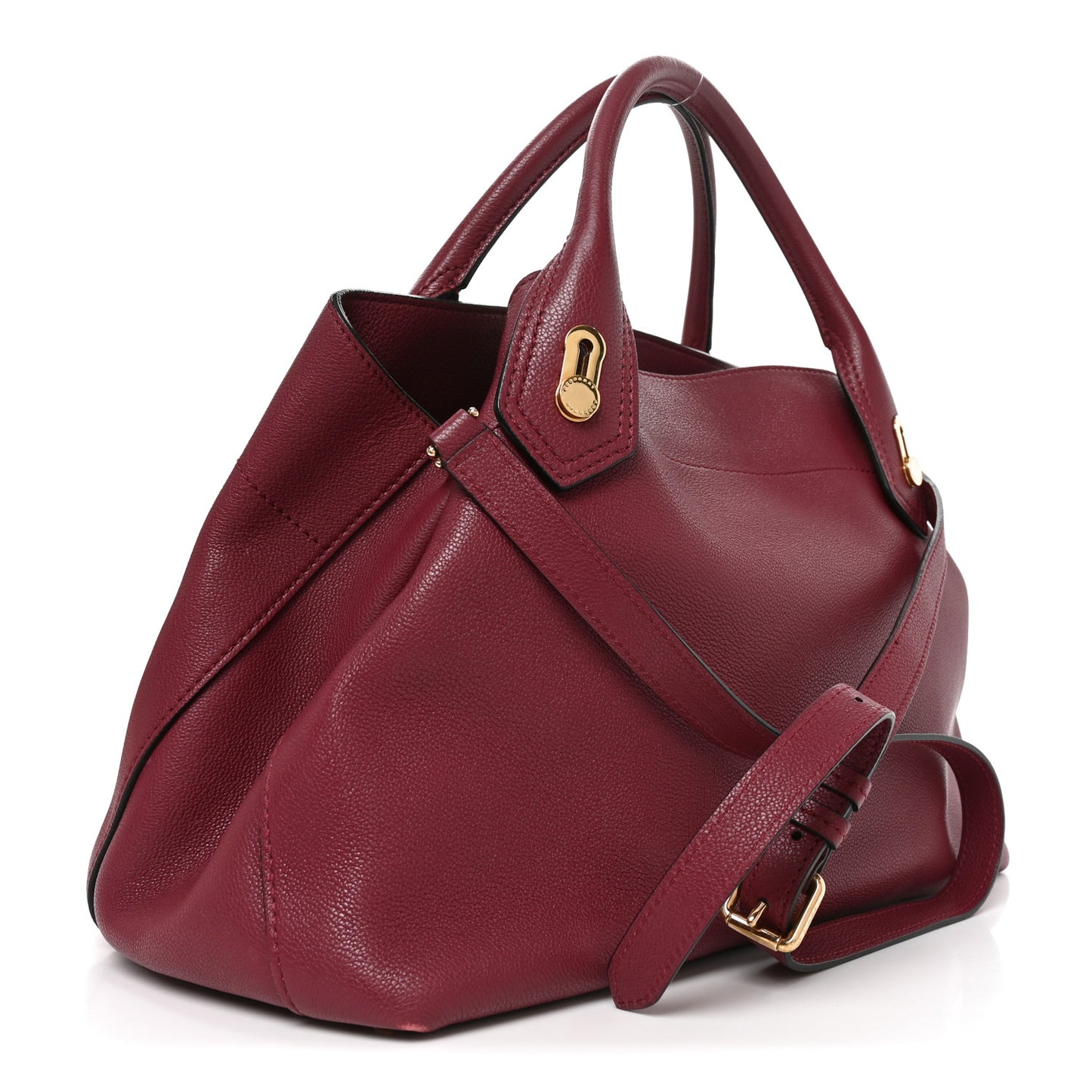 Grainy Calfskin Medium Milton Satchel Burgundy Red