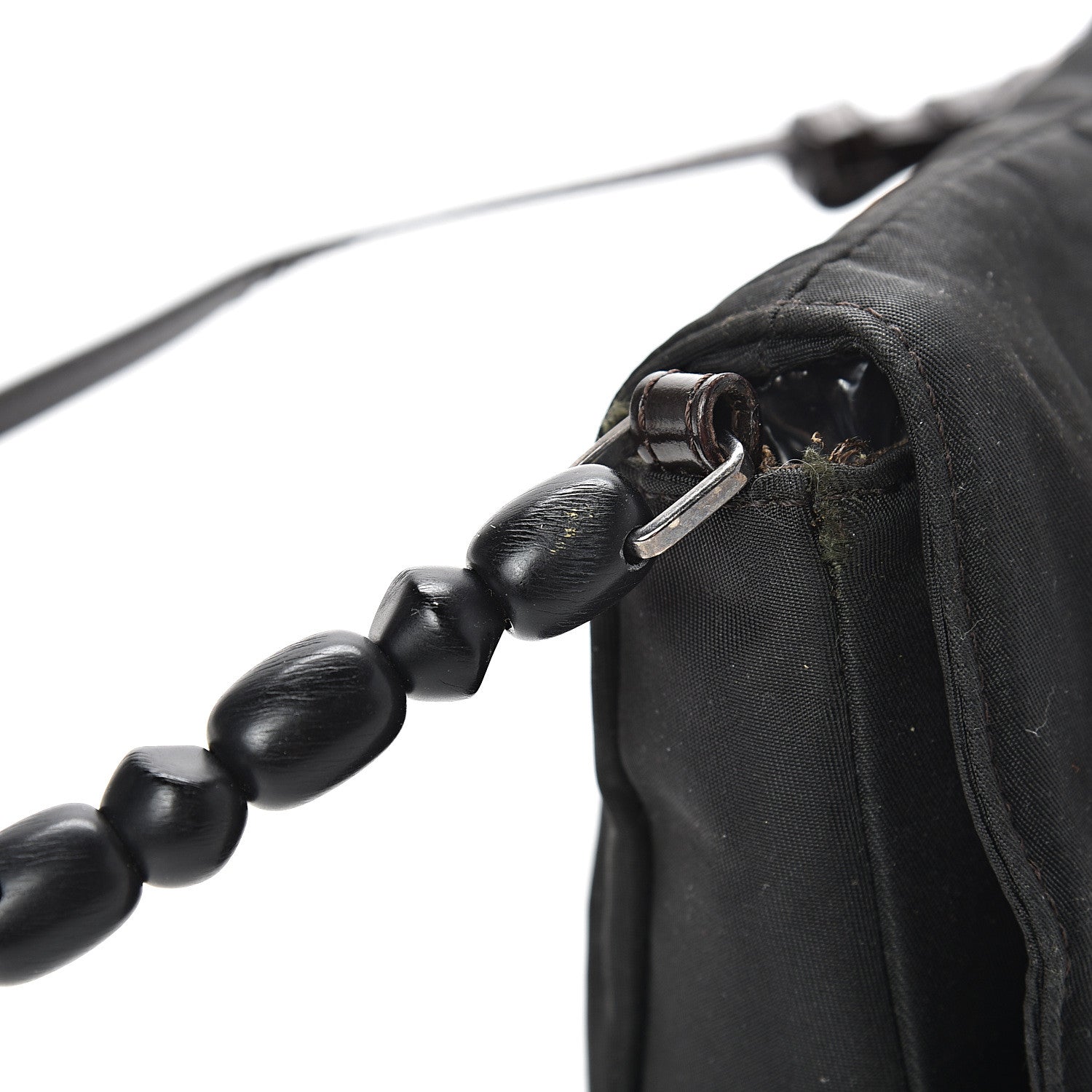 Christian Dior Nylon Calfskin Maris Pearl Beaded Shoulder Bag Black 12 of 15