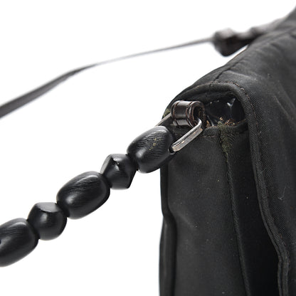 Christian Dior Nylon Calfskin Maris Pearl Beaded Shoulder Bag Black 12 of 15
