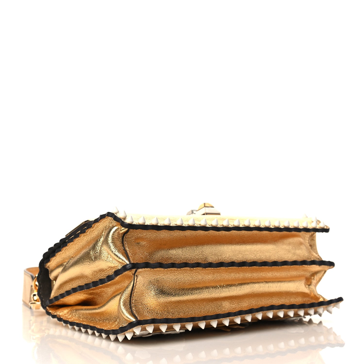 Fendi Metallic Calfskin Wonder Monster Kan I Shoulder Bag Gold 3 of 9