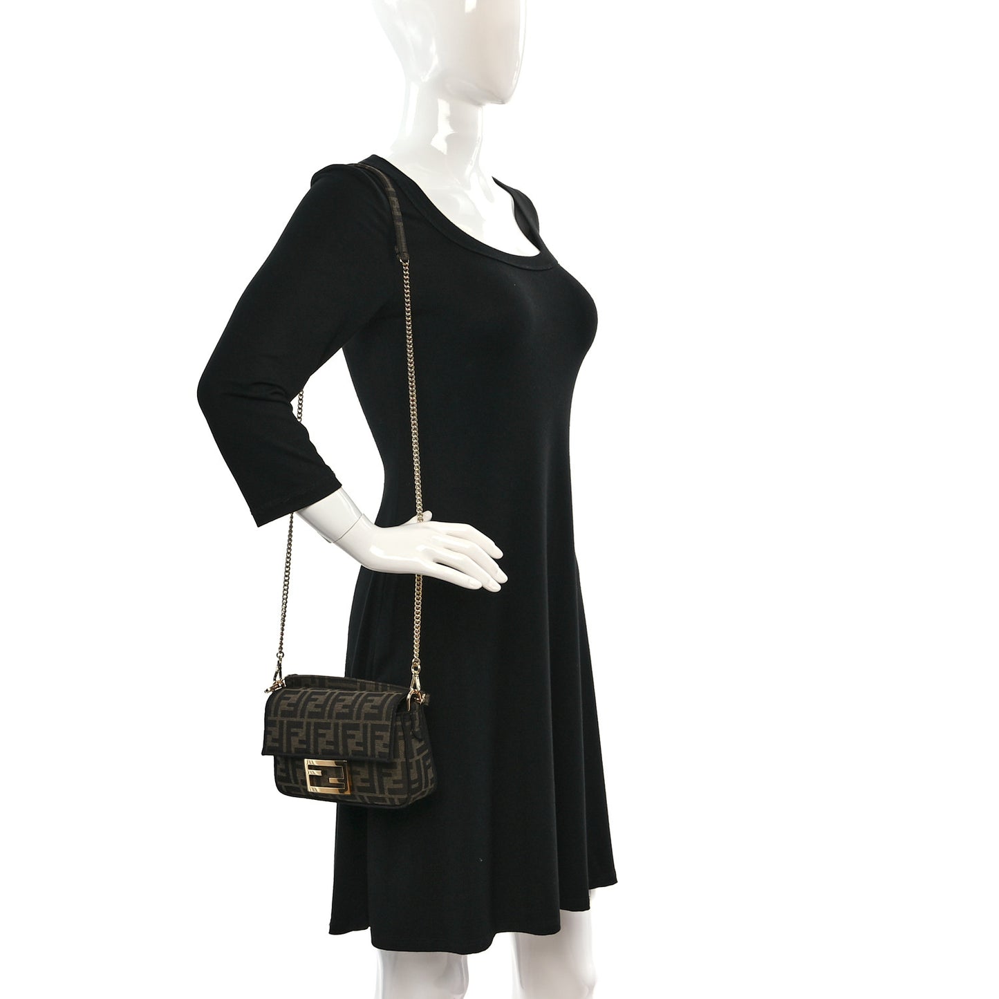 Fabric Jacquard FF 1974 Mini Baguette Tobacco Moro Black