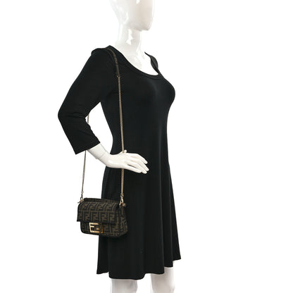 Fendi Fabric Jacquard FF 1974 Mini Baguette Tobacco Moro Black 2 of 10