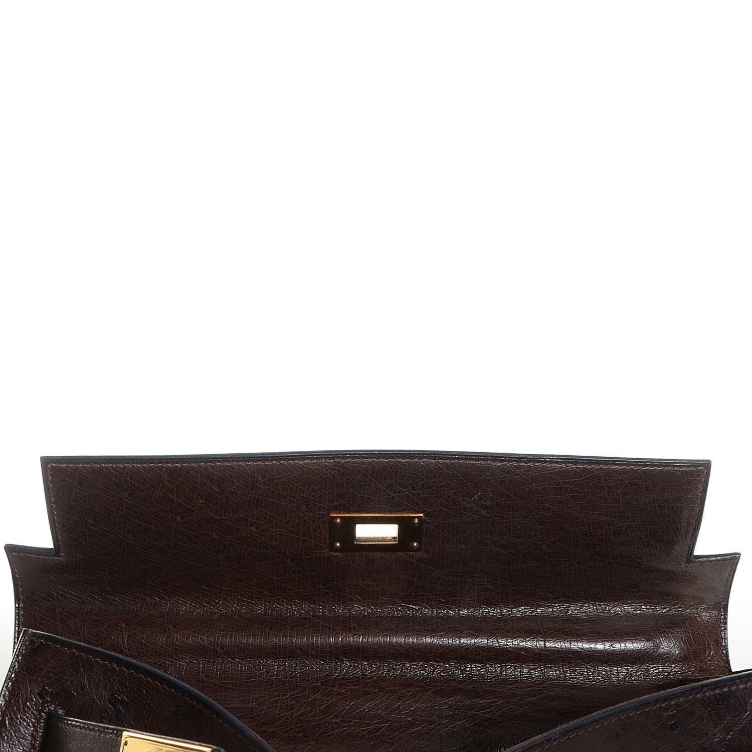 Hermes Ostrich Kelly Sellier 32 Chocolate 11 of 17