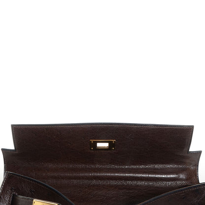 Hermes Ostrich Kelly Sellier 32 Chocolate 11 of 17