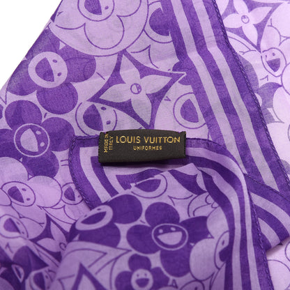 Louis Vuitton Cotton Takashi Murakami Cosmic Blossom Square Scarf Purple 3 of 4
