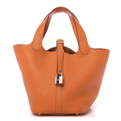 Hermes Taurillon Clemence Picotin Lock 18 PM Orange 1 of 11