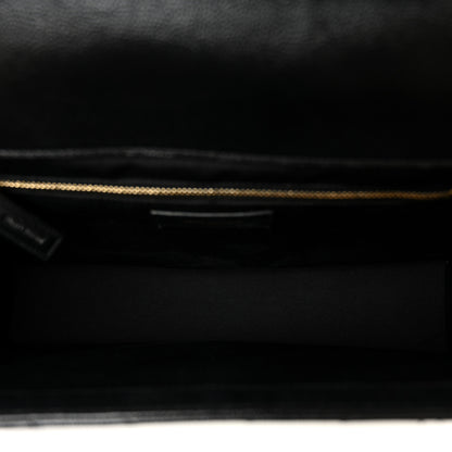 Saint Laurent Grain De Poudre Matelasse Chevron Large Monogram Satchel Black 5 of 11