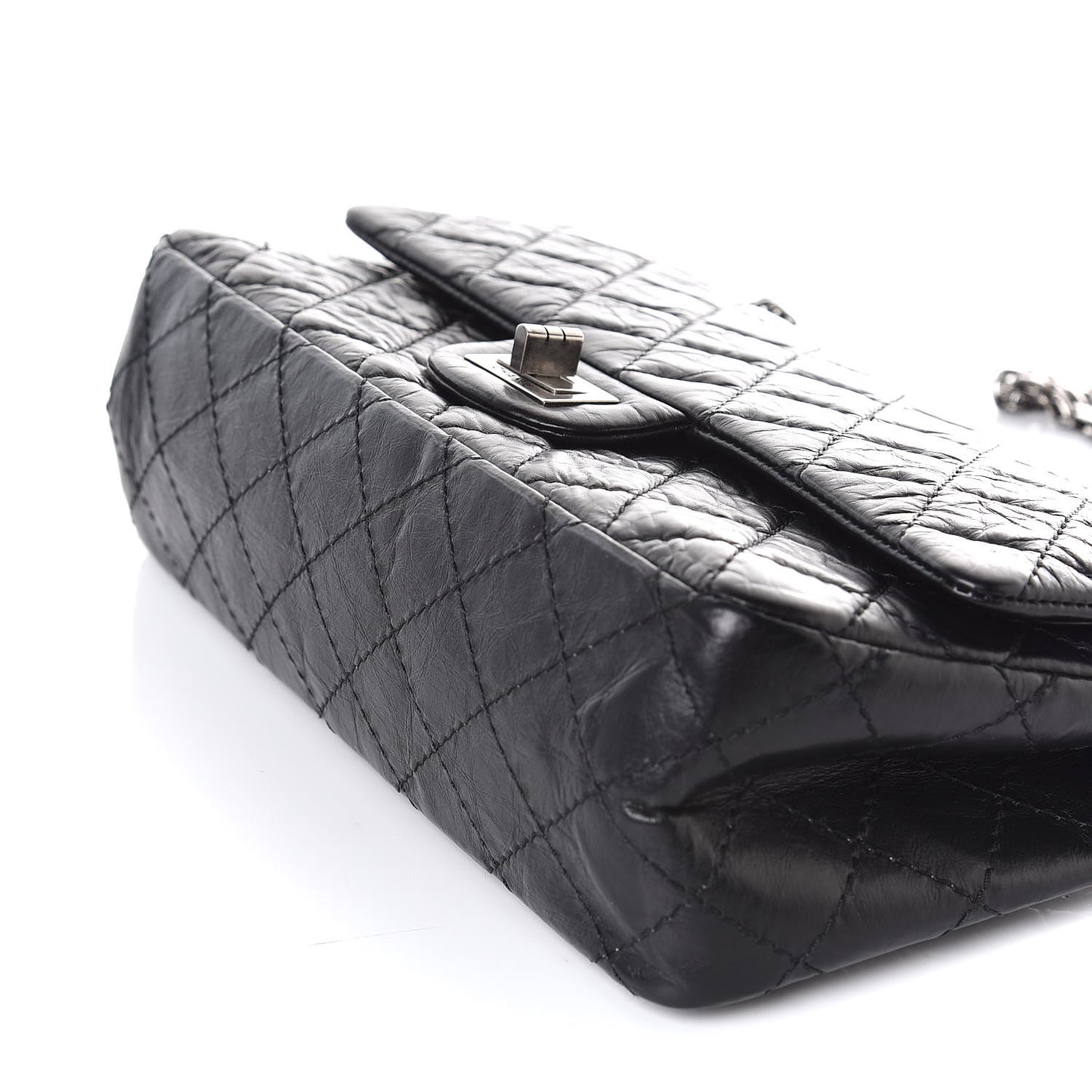 Aged Calfskin Quilted 2.55 Reissue 225 Flap Black