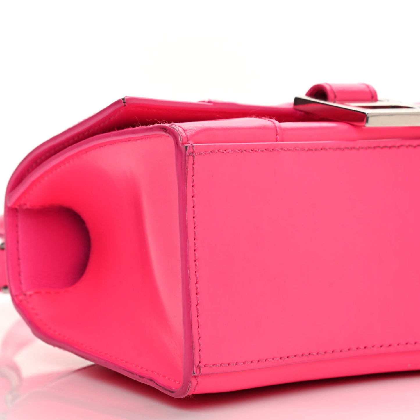 Shiny Box Calfskin Hourglass Top Handle Bag XS Hot Pink