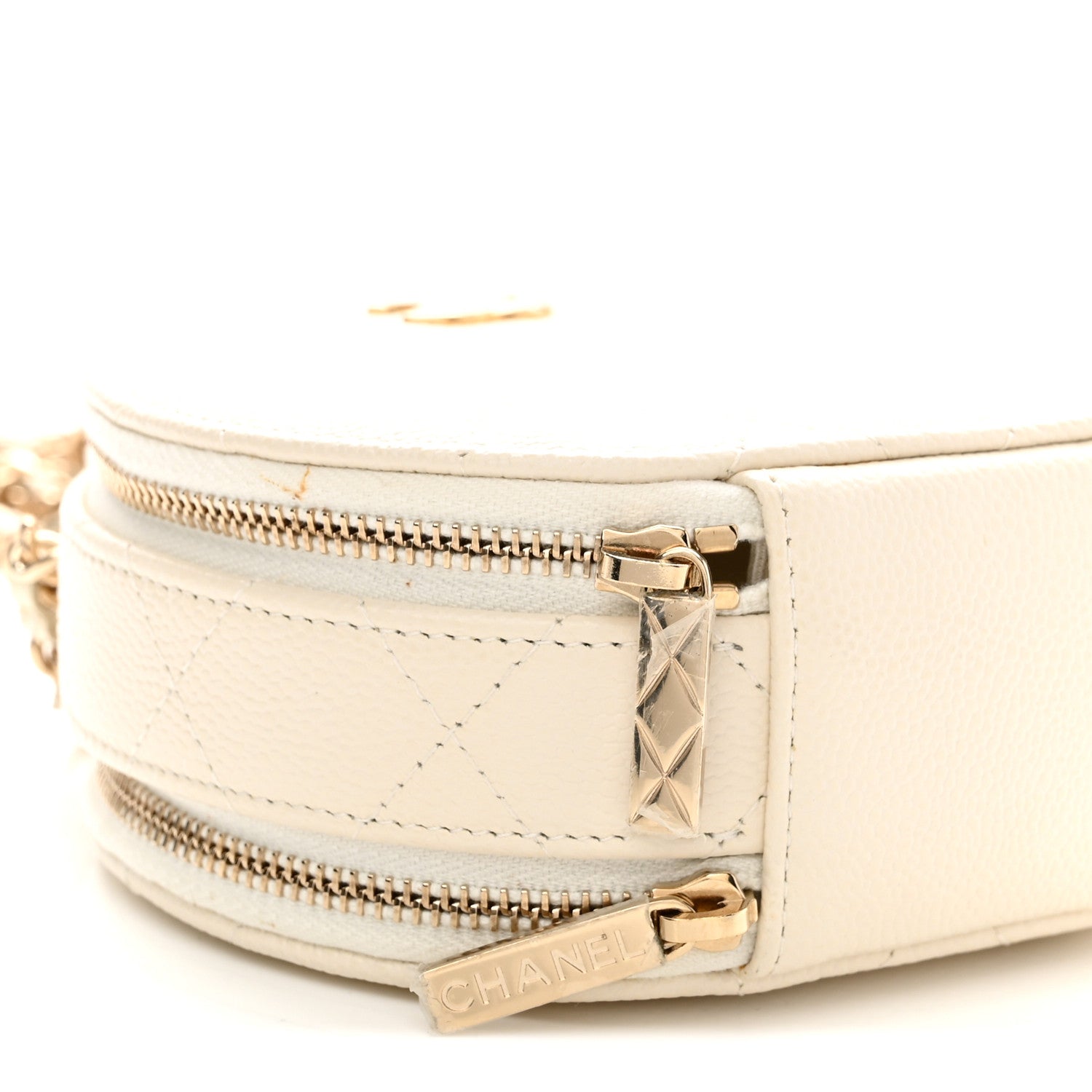 Chanel Caviar Quilted Round Handle With Care Vanity With Chain White 8 of 12